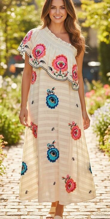Plenty by Tracy Reese Dresses & Skirts - Plenty by Tracy Reese Embroidered One Shoulder Sundress